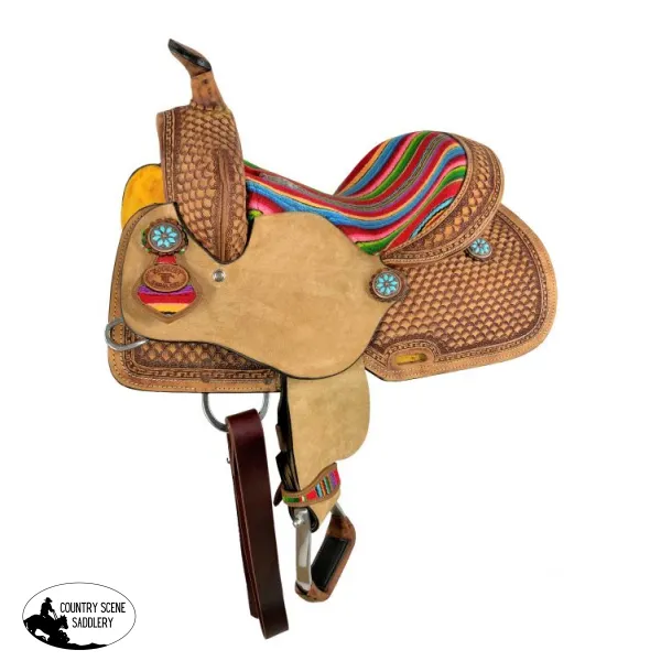 13" Double T  Youth Hard Seat Western saddle with Wool Serape Accents