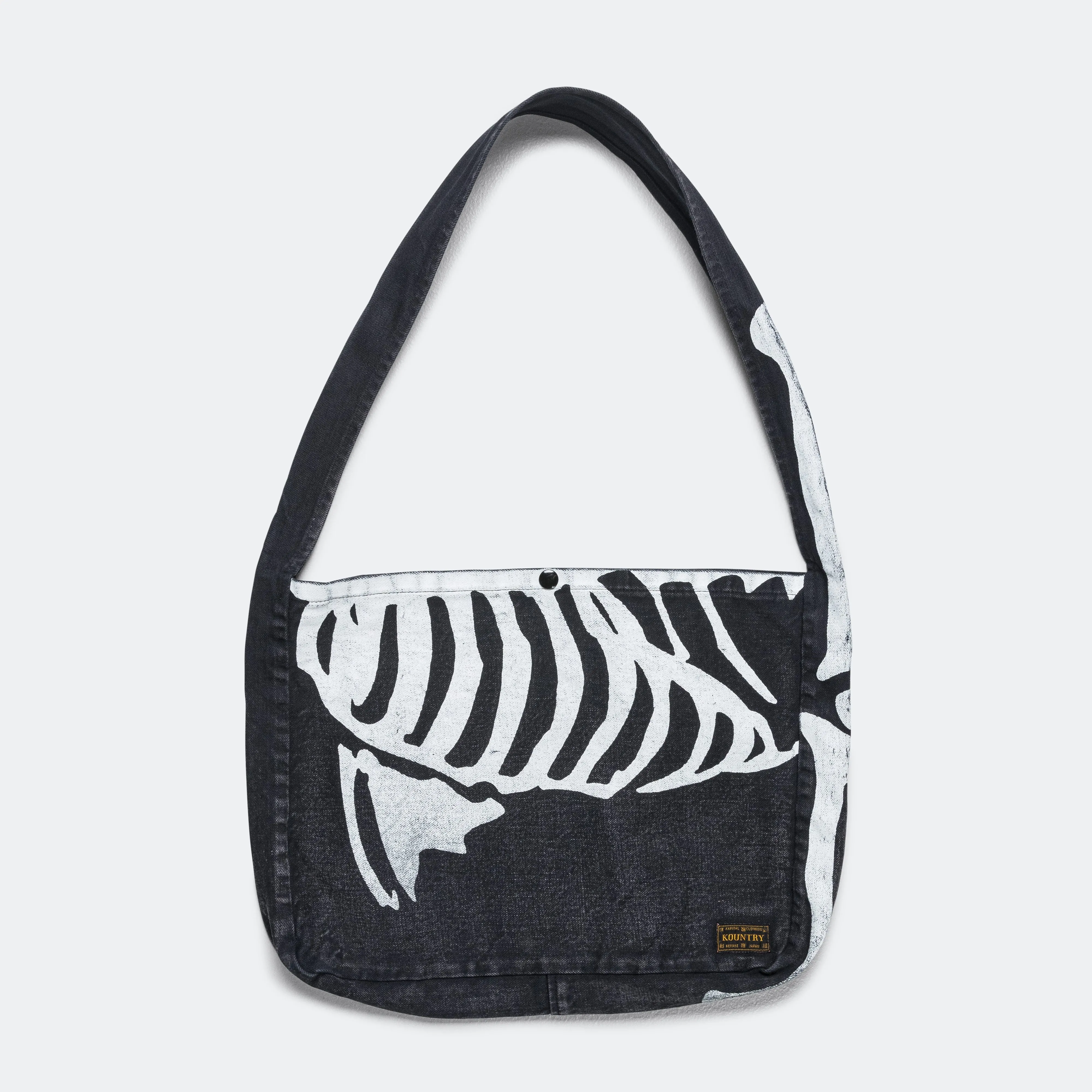 14oz Black Denim BOOK BAG (BONE) - Black