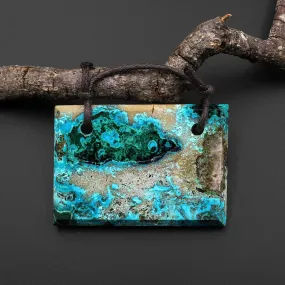 2 Hole Pendant Natural Shattuckite from Congo Malachite Chrysocolla Azurite Faceted Rectangle Gemstone A1