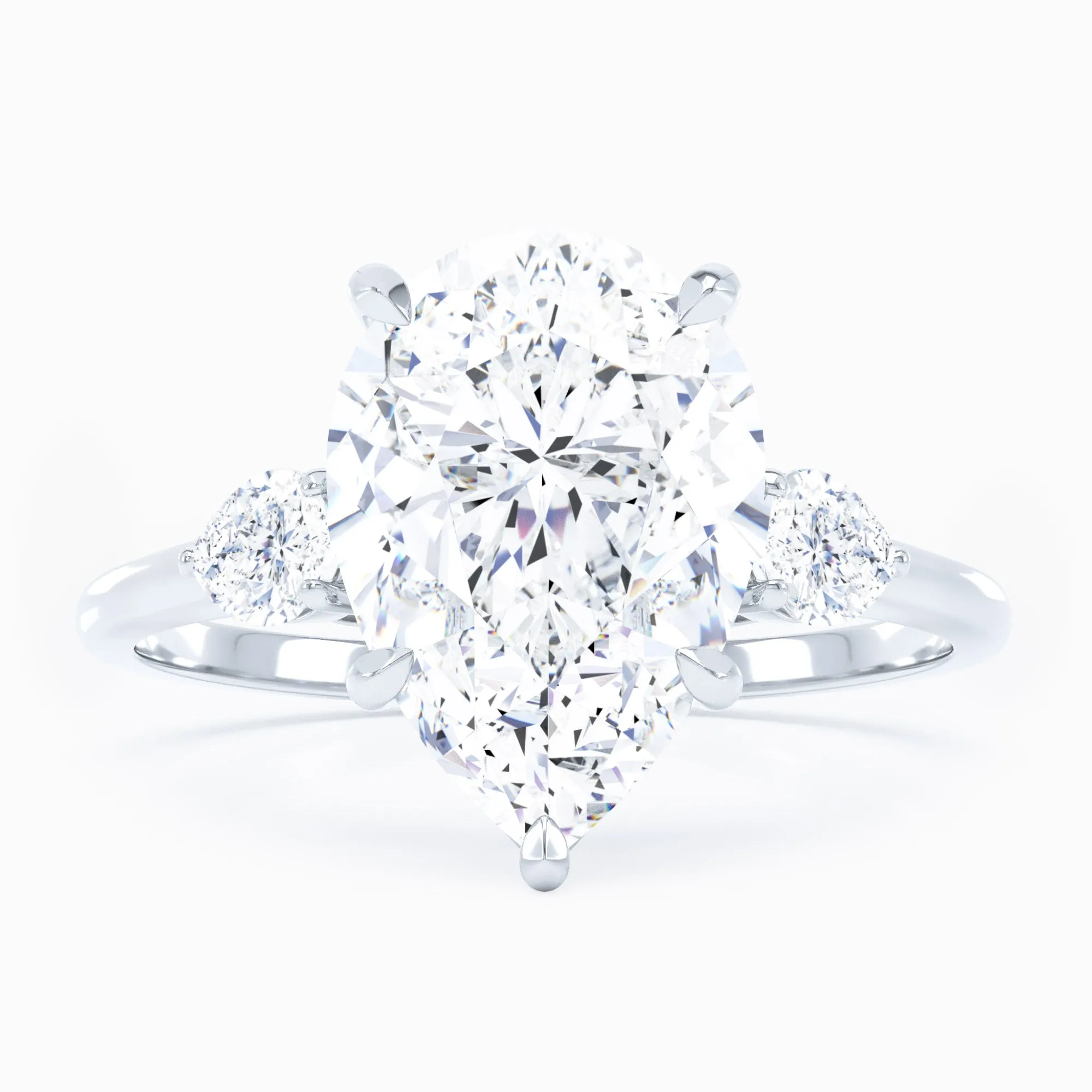 3 Stone -  Pear Engagement Ring