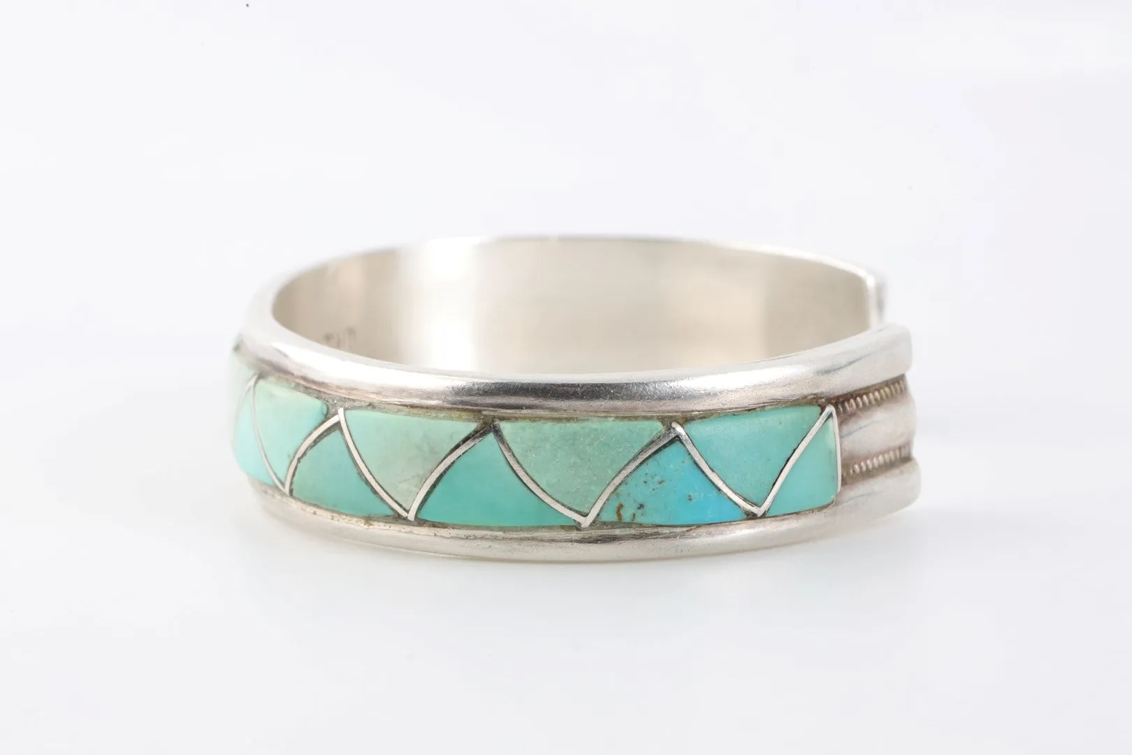 6.5" Orlinda Natewa 925 Silver Turquoise Inlay Cuff Bracelet (30.76g.)