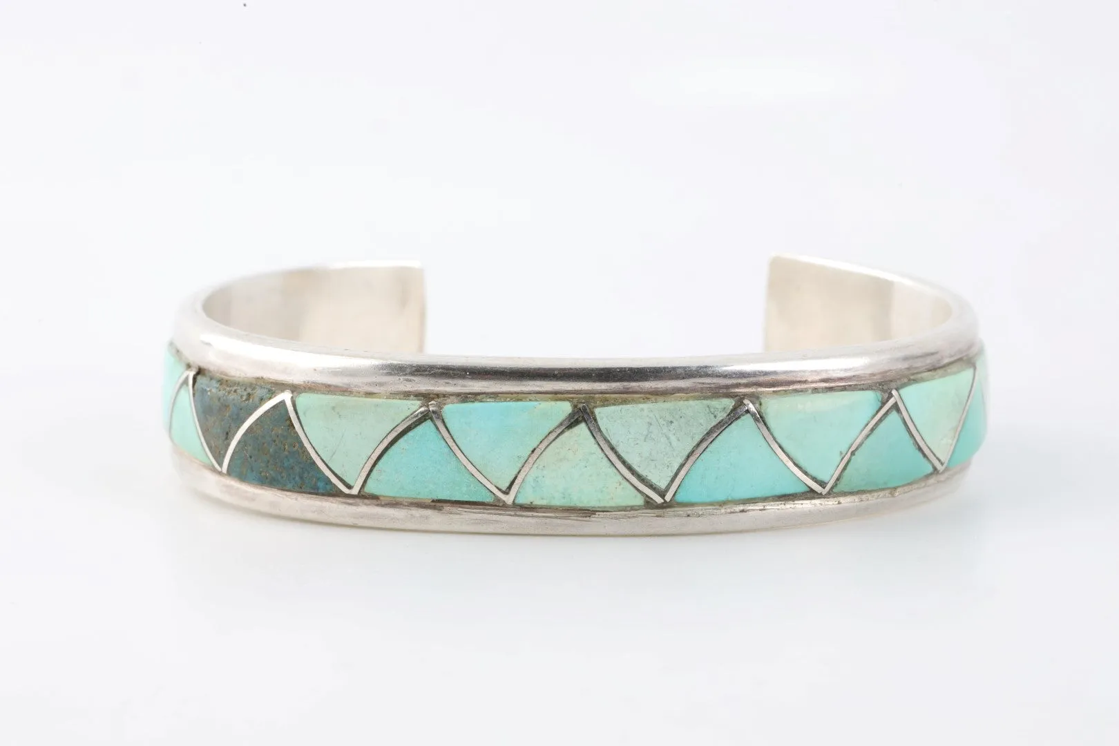 6.5" Orlinda Natewa 925 Silver Turquoise Inlay Cuff Bracelet (30.76g.)