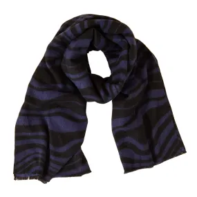 Accessorize London Women's Blue Wavy Print Blanket Scarf