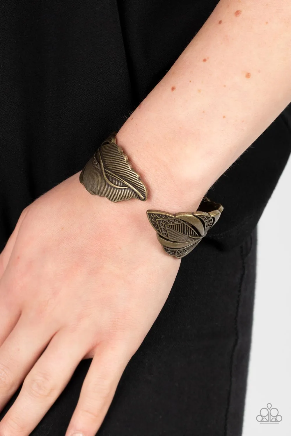 American Art Brass Feather Bracelet - Paparazzi Accessories