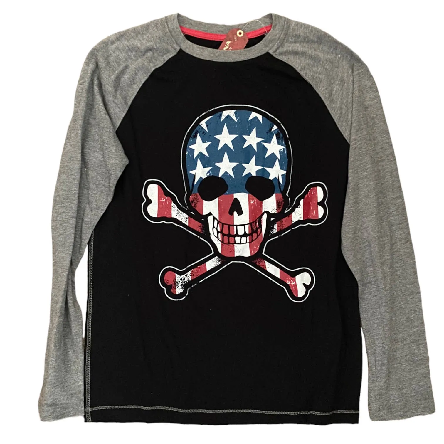 Arizona Skull With Stars & Stripes Long Sleeve Shirt Size L 14/16 NEW