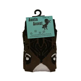 Austin Accent Kids' Horse Face Brown Sock