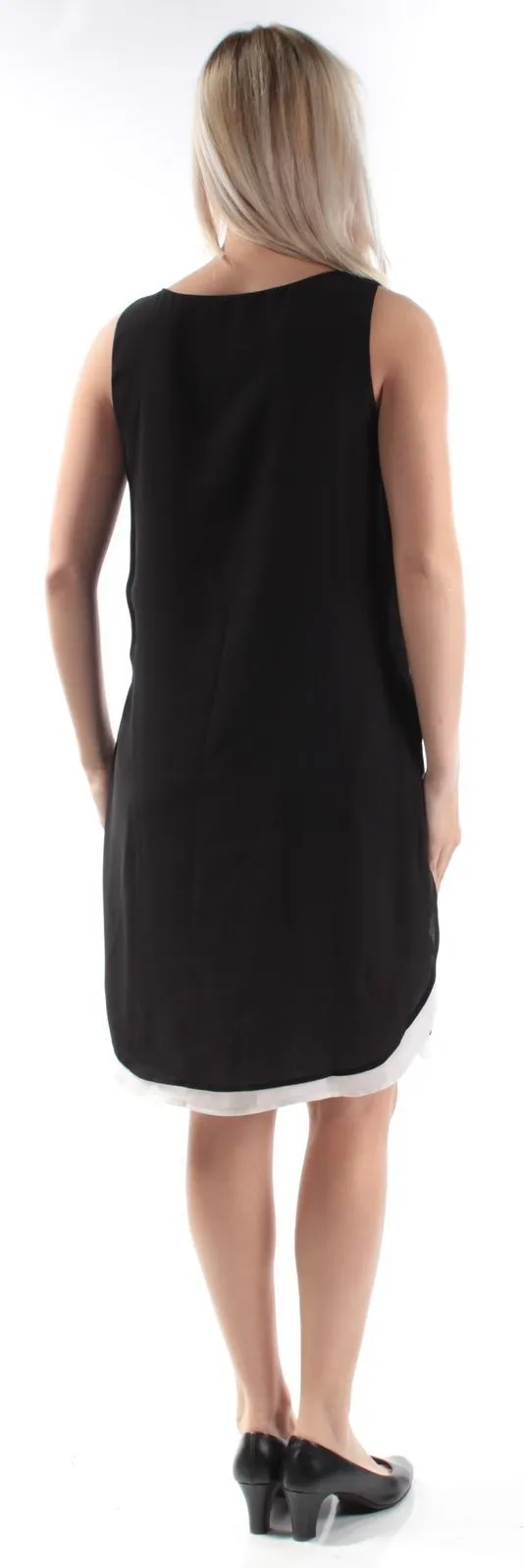 Bar III Women's Sleeveless Keyhole Cutout Shift Dress, Black, M