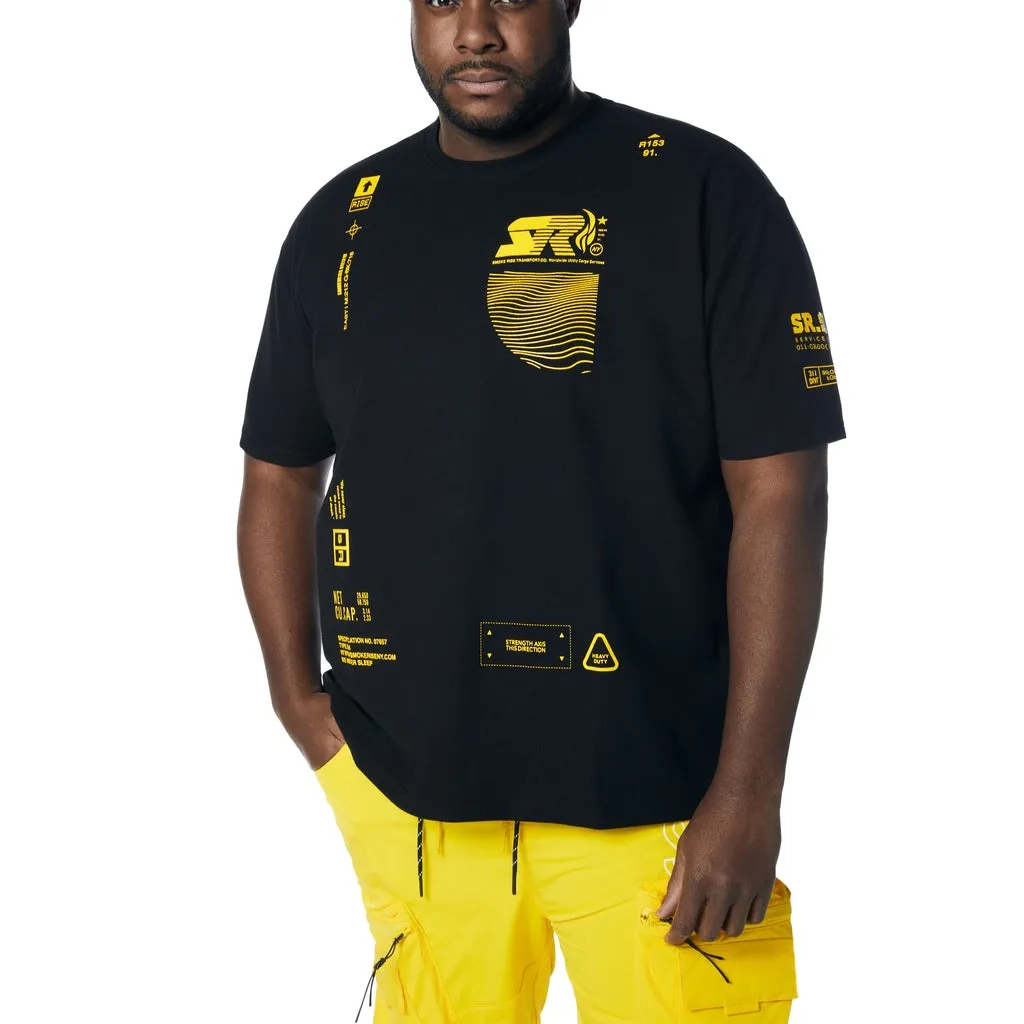 Big and Tall - Utility Graphic Gel Printed Waffle T-Shirt - Canary