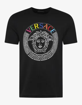 Black T-Shirt with Multicolour Medusa Logo