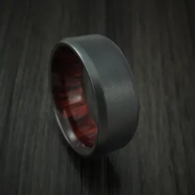 Black Titanium and Red Heart Wood Hard Wood Sleeve Men's Ring Custom Made