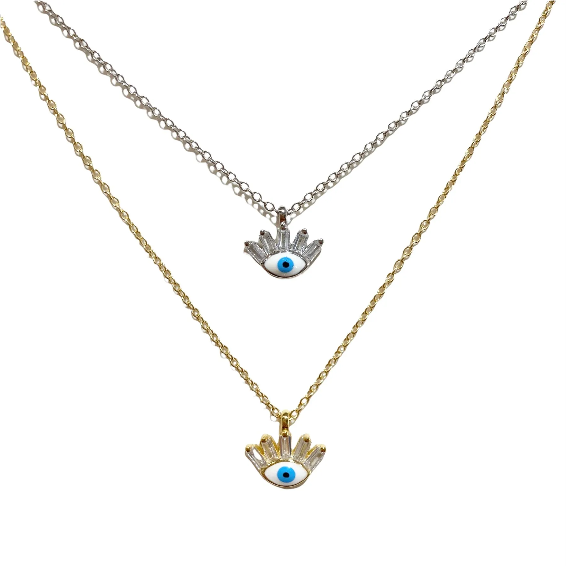 Blue Evil Eye Lash Necklace