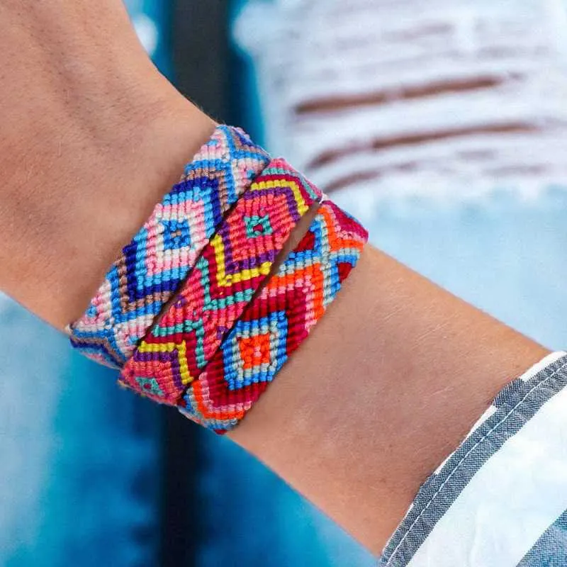 Bohemian African Rainbow Handmade Braided Bracelet Bangles