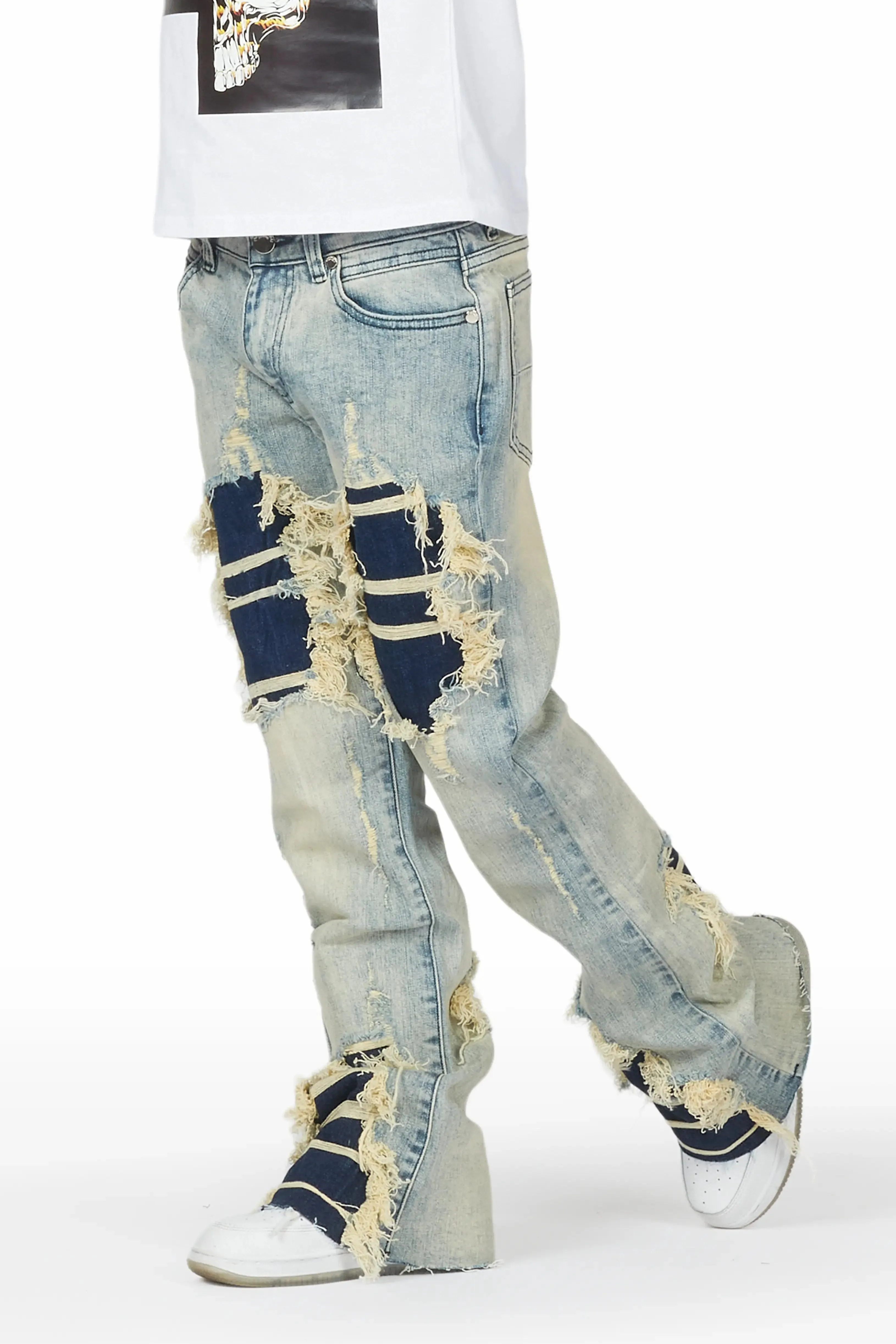 Boys Fateh Blue Stacked Flare Jean