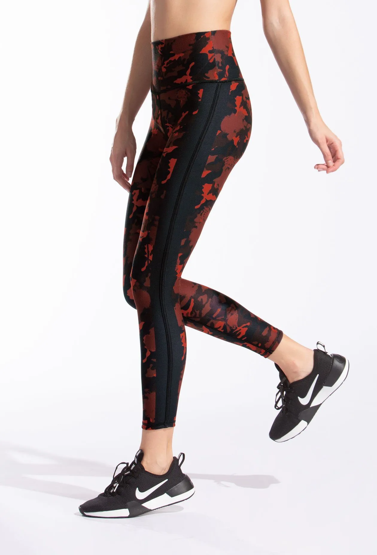 Burgundy Romcamo Side Stripe Leggings