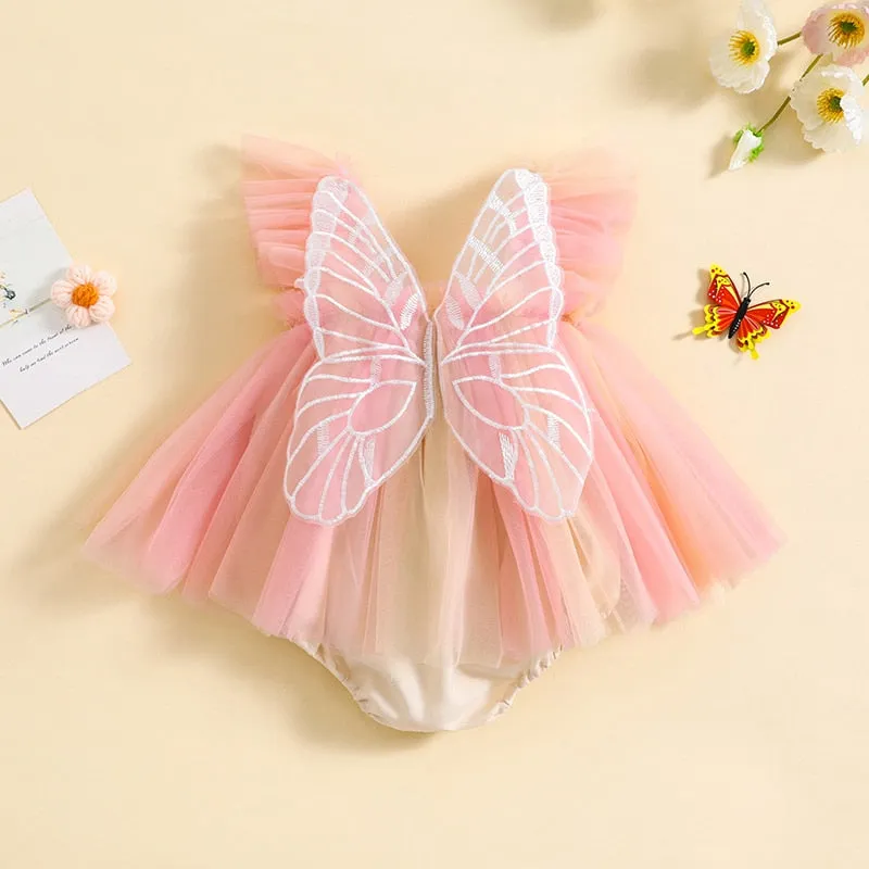 BUTTERFLY Rainbow Tulle Romper Dress