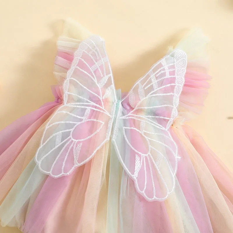 BUTTERFLY Rainbow Tulle Romper Dress