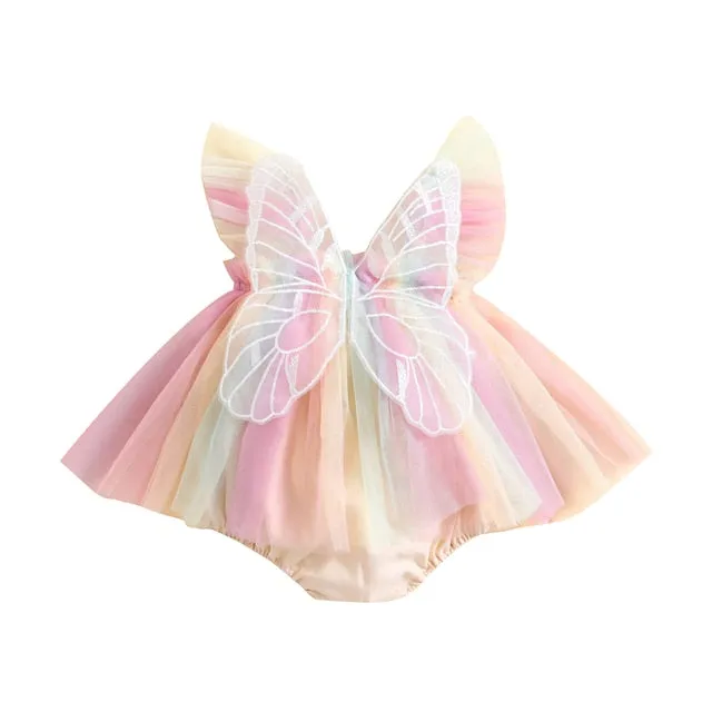 BUTTERFLY Rainbow Tulle Romper Dress