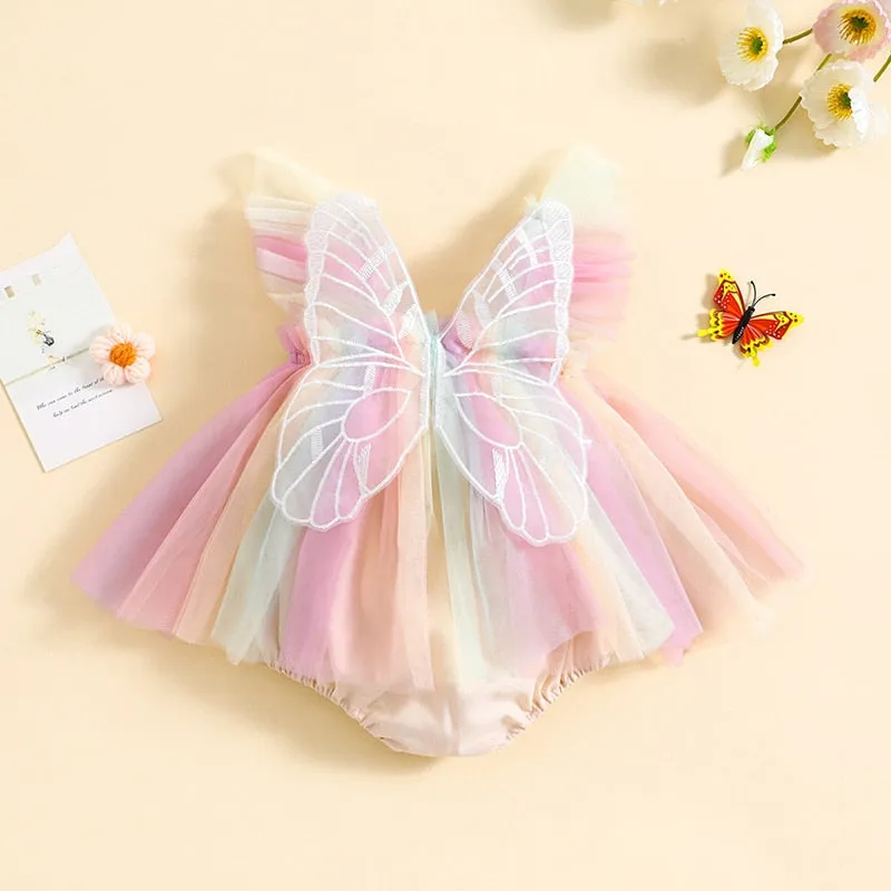 BUTTERFLY Rainbow Tulle Romper Dress