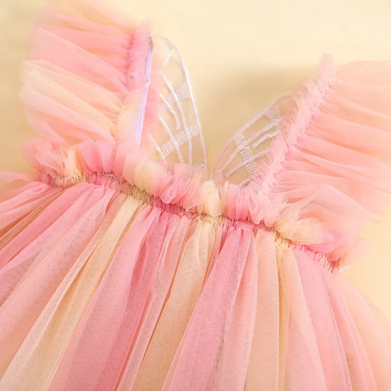 BUTTERFLY Rainbow Tulle Romper Dress