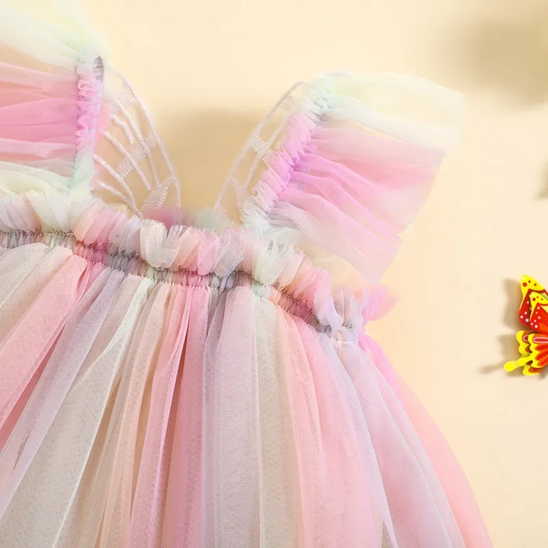 BUTTERFLY Rainbow Tulle Romper Dress