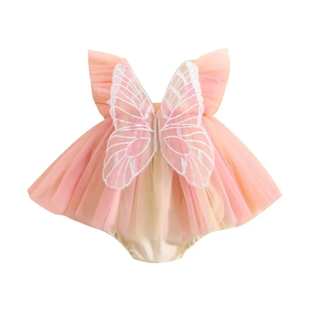 BUTTERFLY Rainbow Tulle Romper Dress