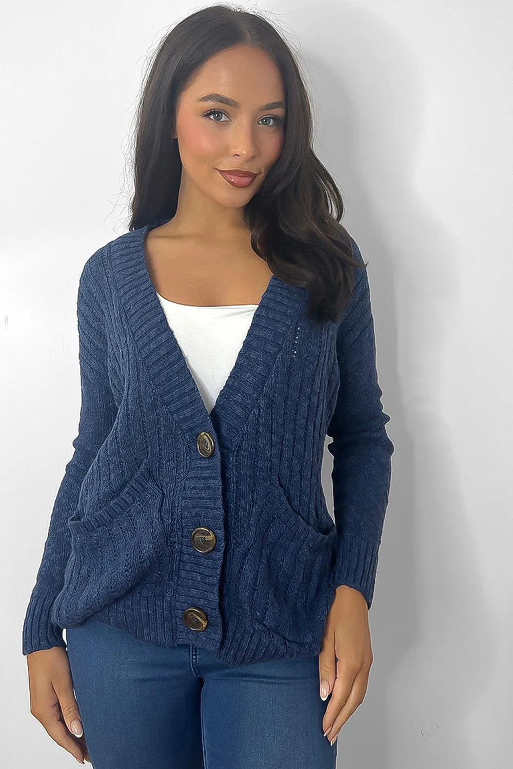 Buttoned Down Ribbed Knit Placket Cardigan