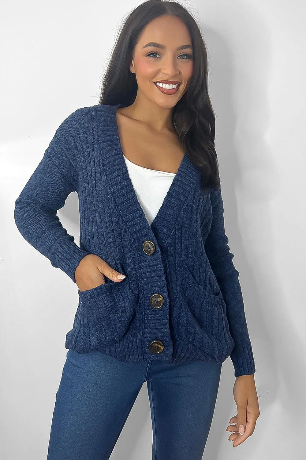 Buttoned Down Ribbed Knit Placket Cardigan