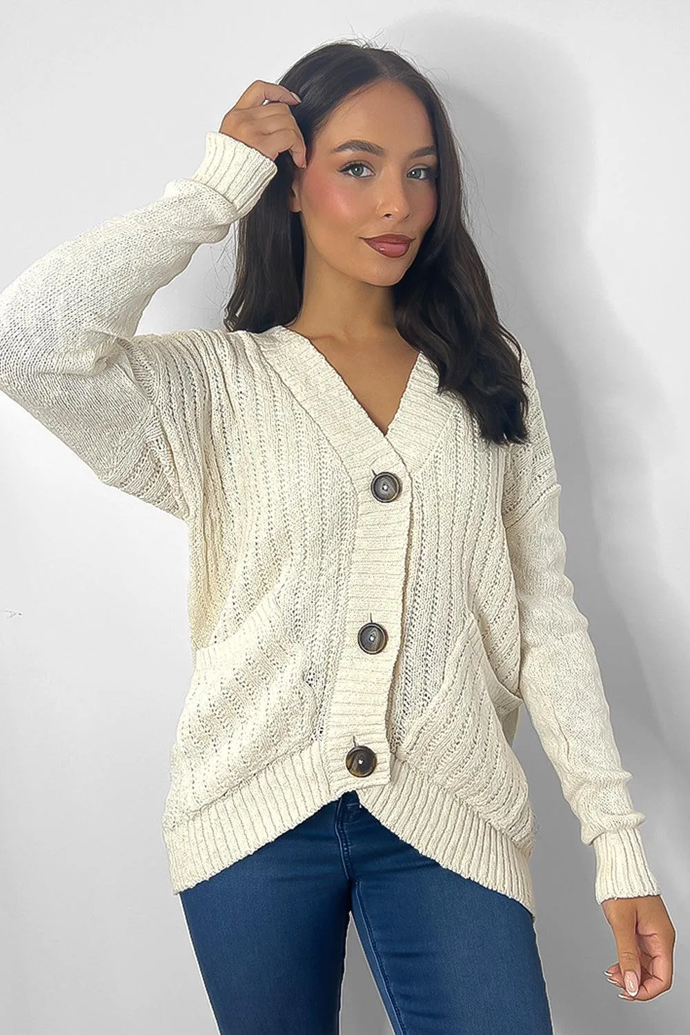 Buttoned Down Ribbed Knit Placket Cardigan