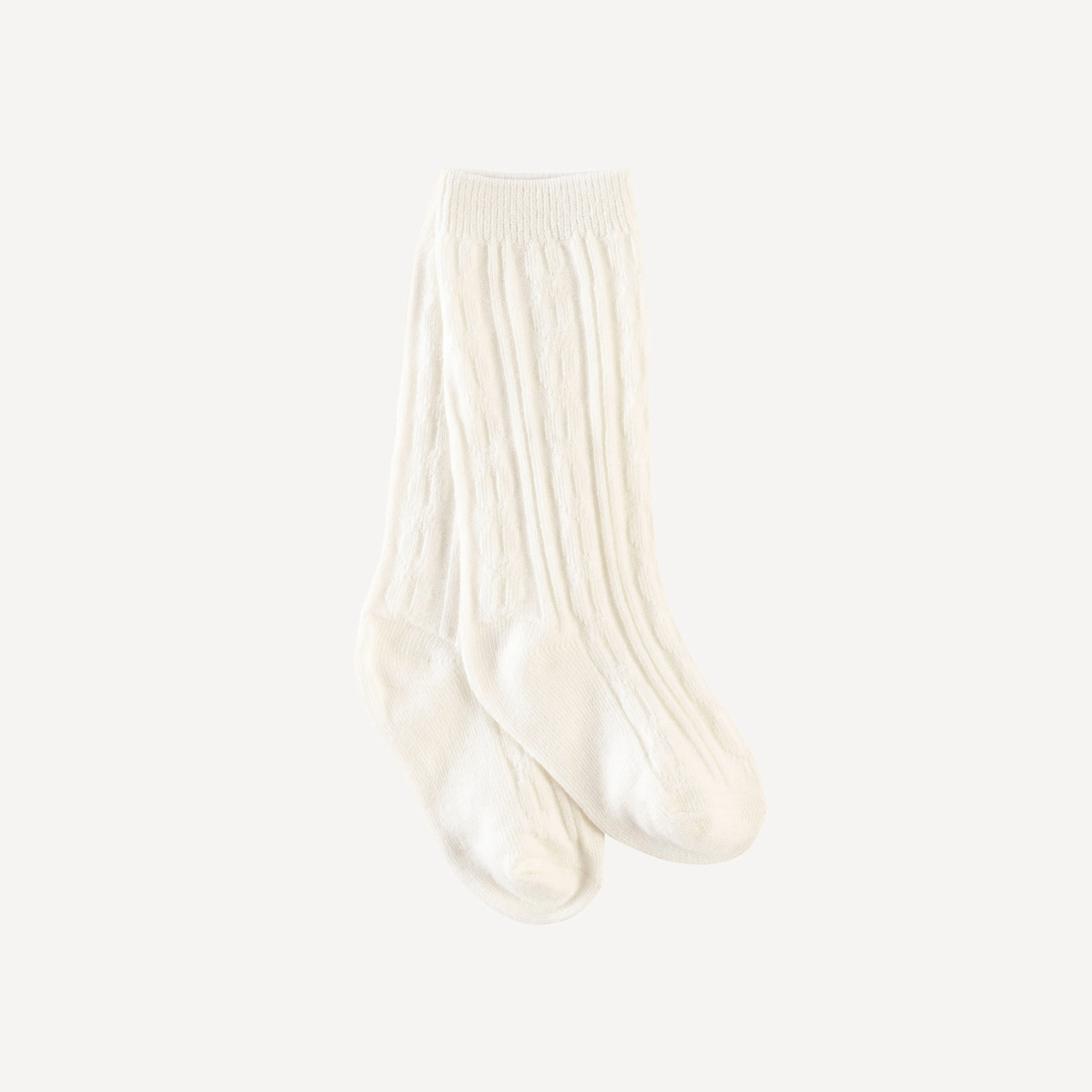 cable knee high socks | coconut | organic cotton cable knit