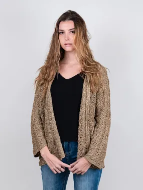 Cardigan corto oro in lurex