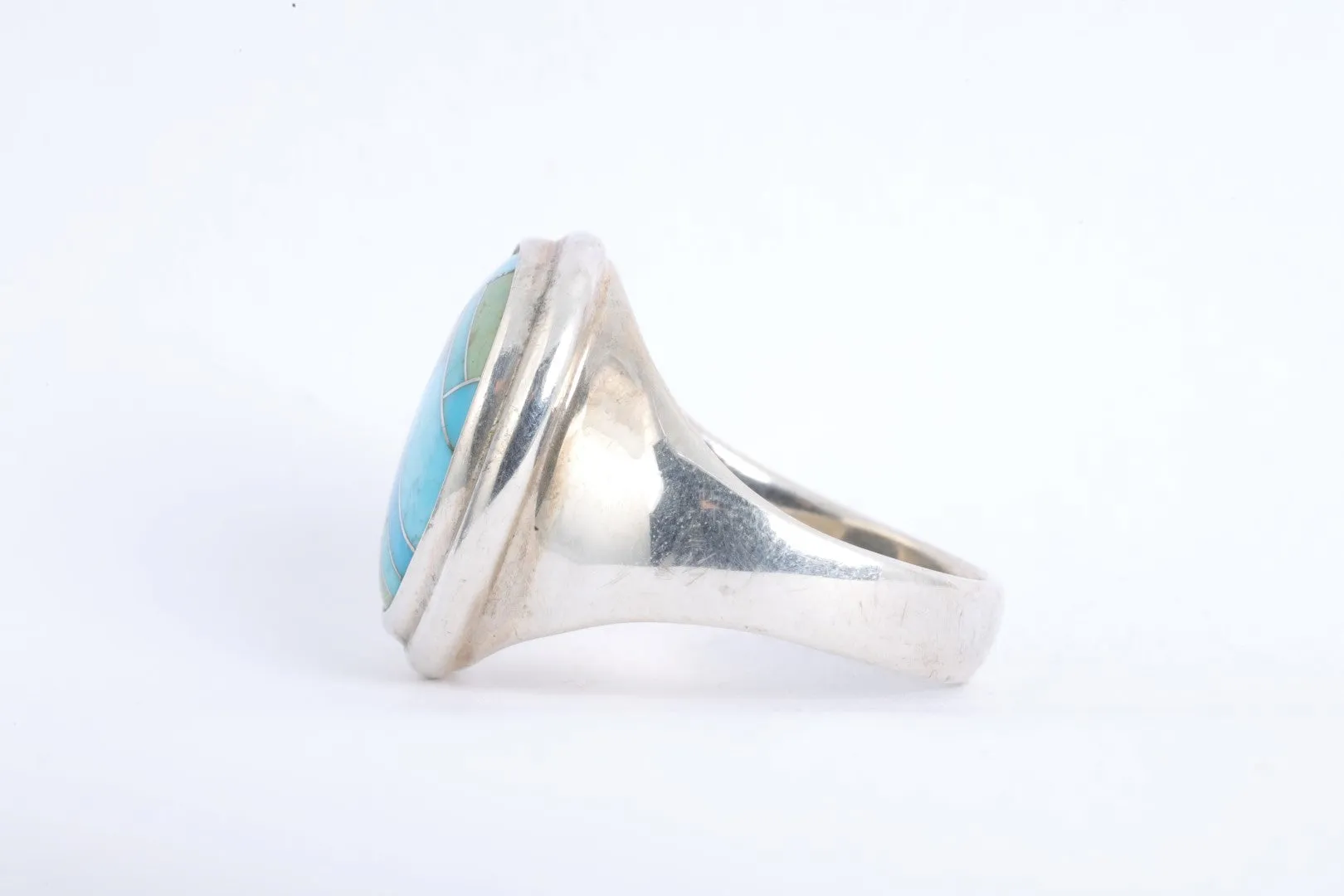 Carolyn Pollack 925 Silver Turquoise Channel Inlay Ring Size 10 (8.96g.)