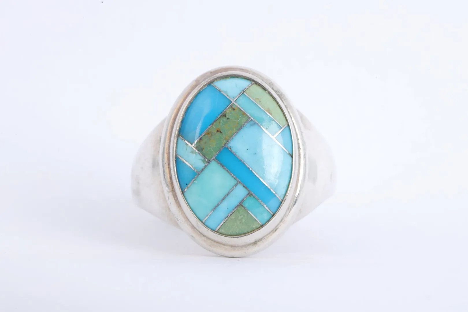 Carolyn Pollack 925 Silver Turquoise Channel Inlay Ring Size 10 (8.96g.)