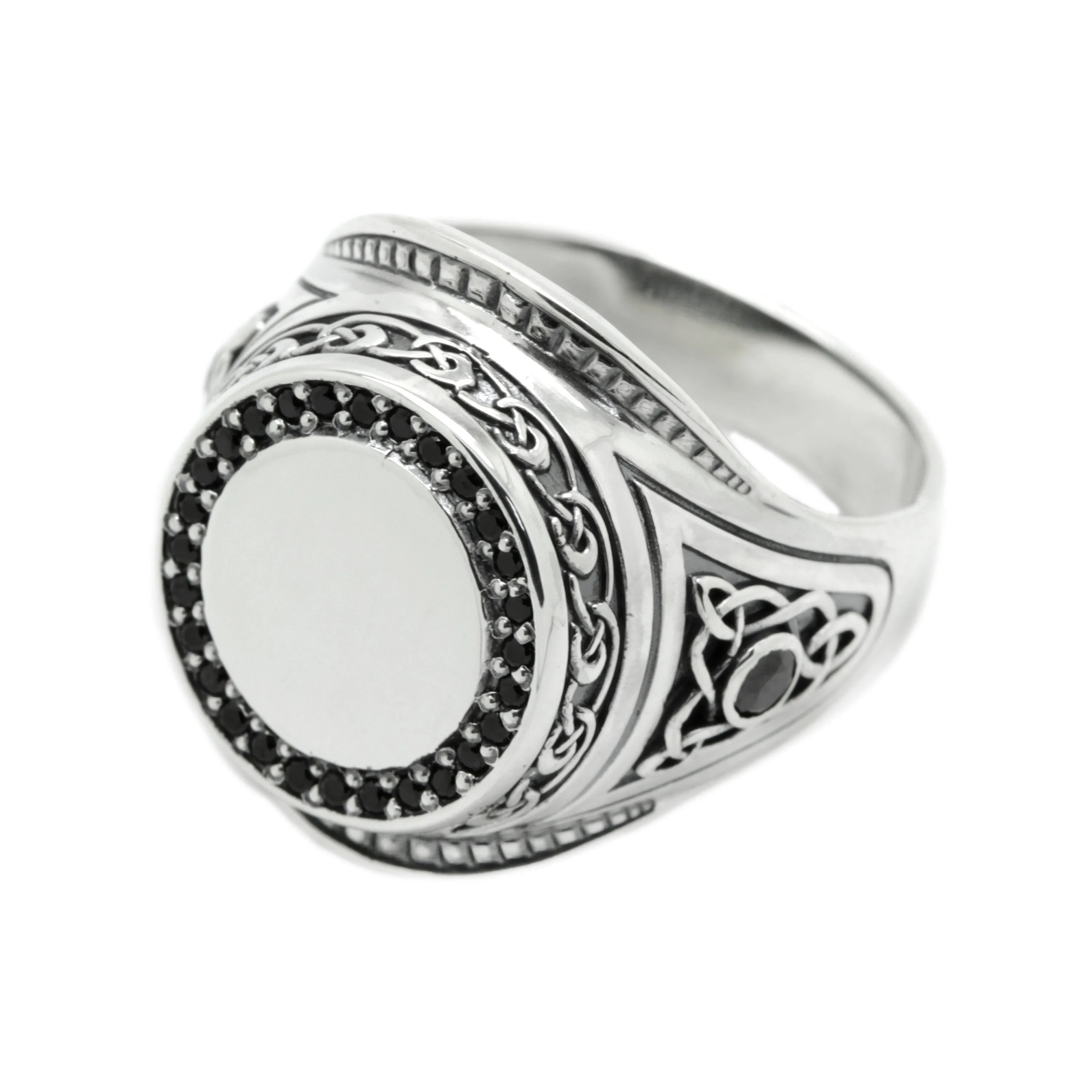 Celtic Ring Signet Silver 925 with Zircons