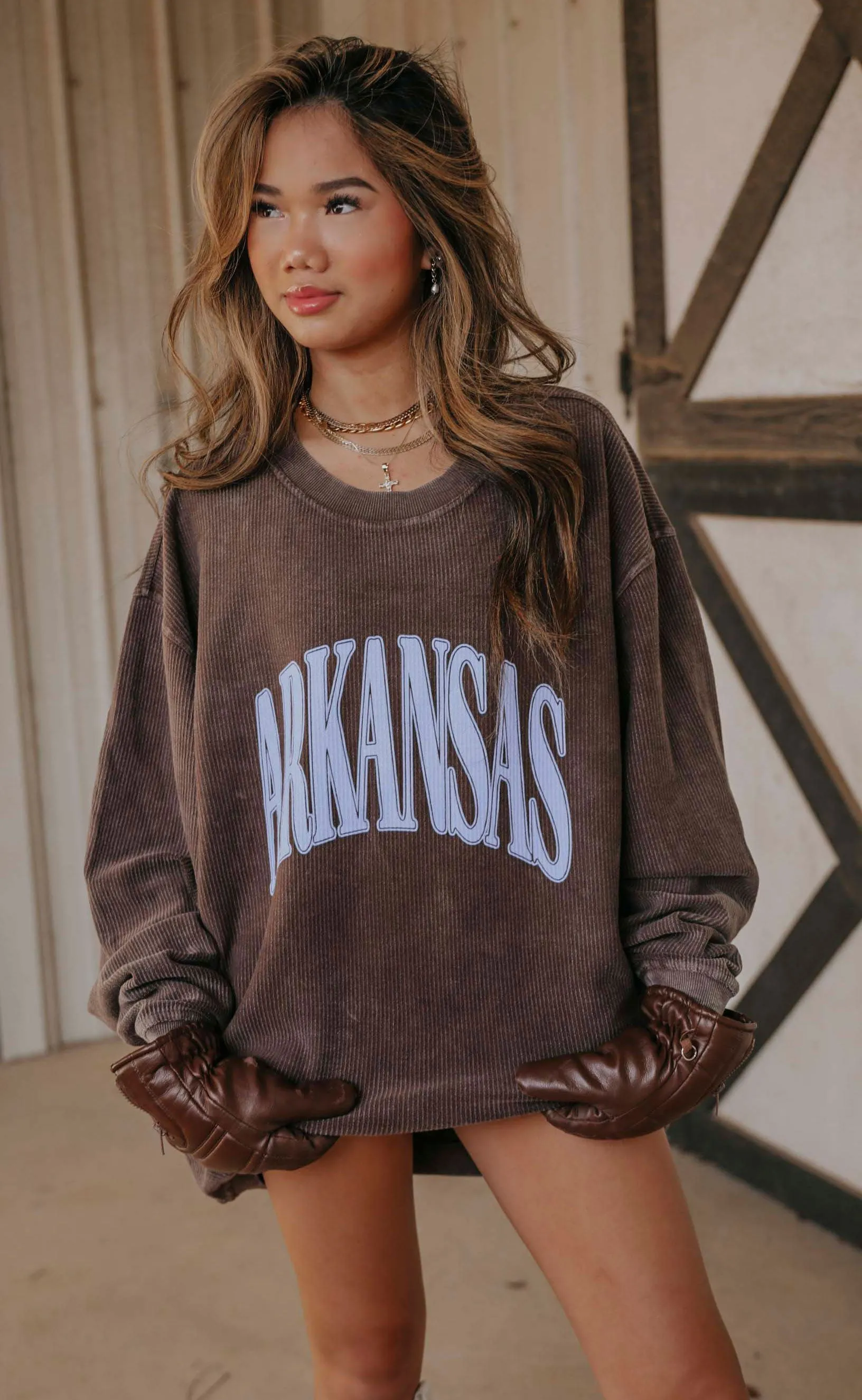 charlie southern: arkansas corded sweatshirt - mocha