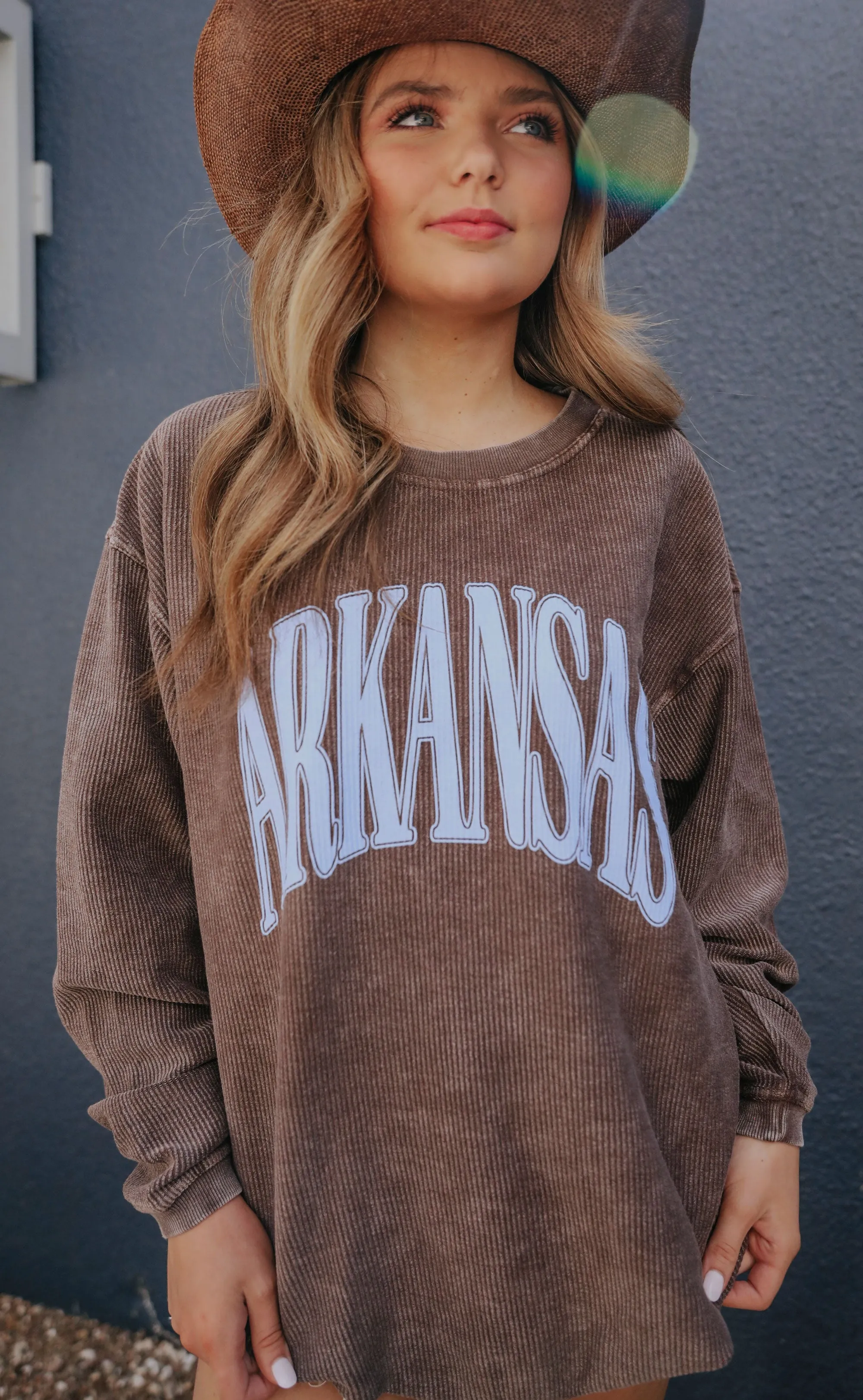 charlie southern: arkansas corded sweatshirt - mocha