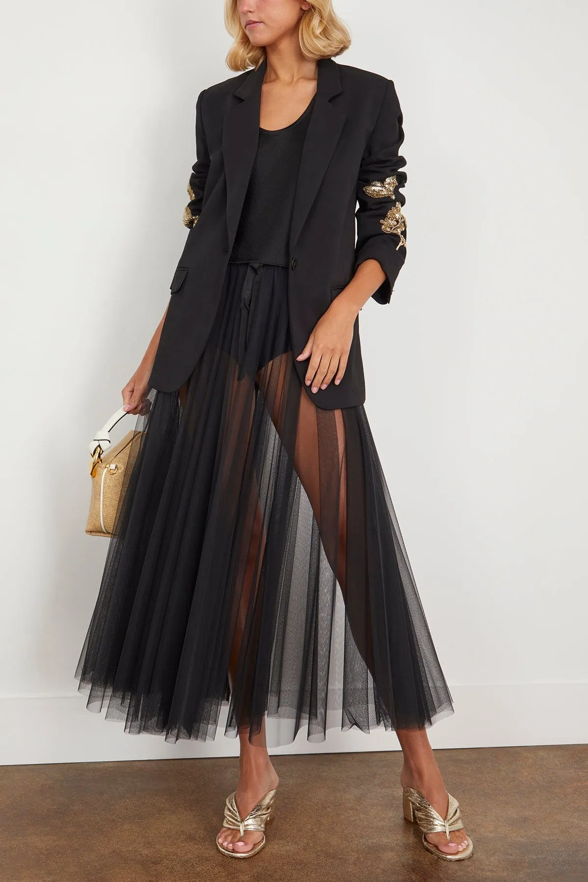 Chic Tulle Skirt with Jersey Coulotte in Nero