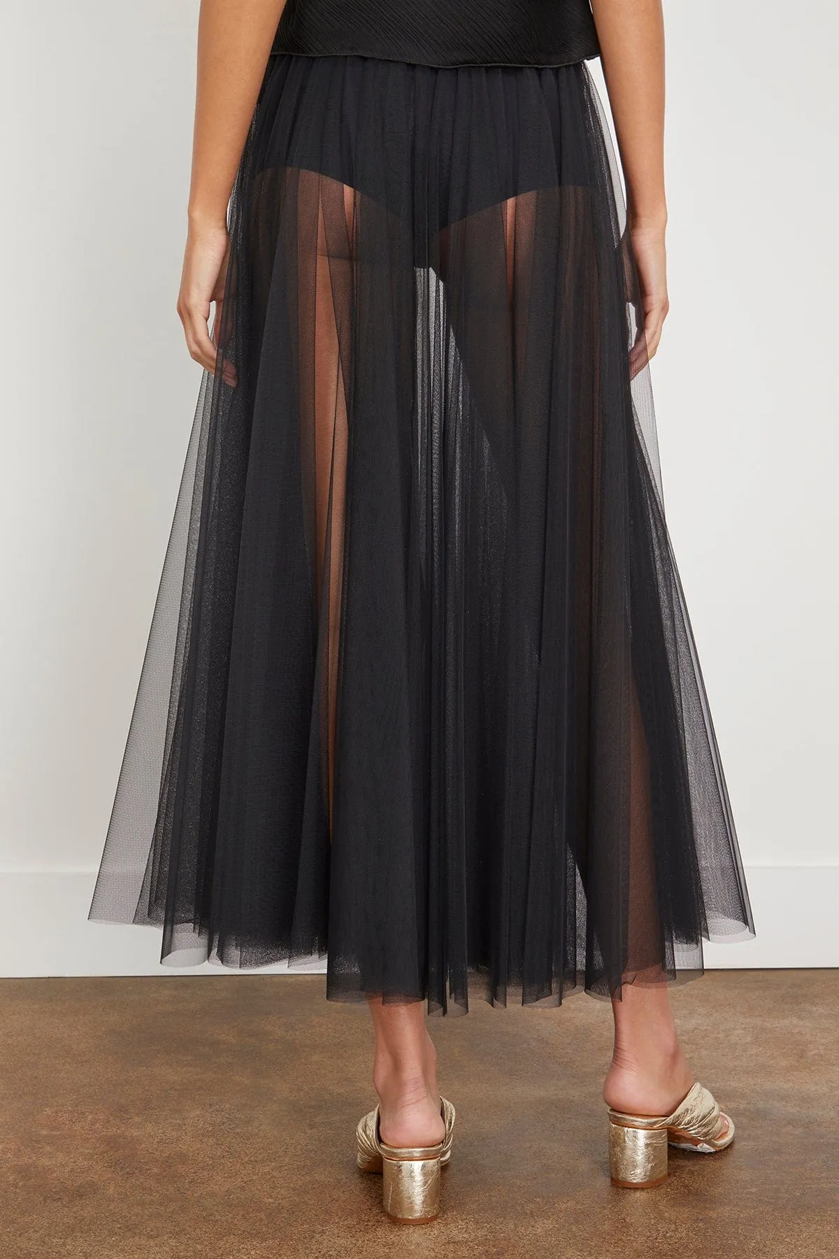 Chic Tulle Skirt with Jersey Coulotte in Nero