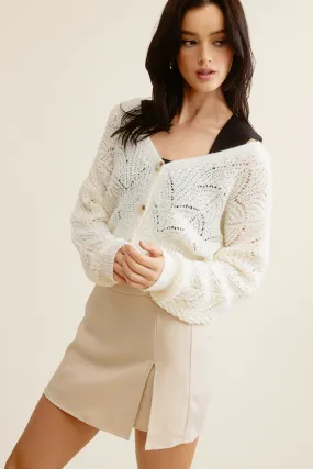 Cream Crochet Cardigan