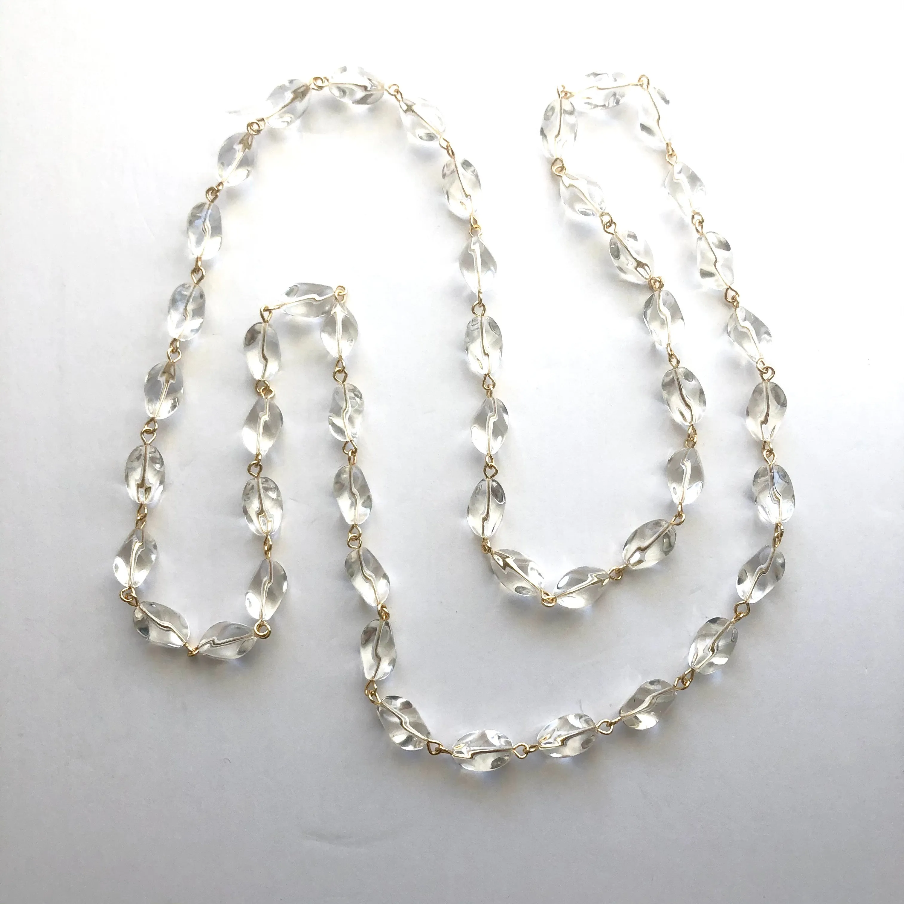 Crystal Clear Sliding Diamond & Gold Chain Rope Necklace