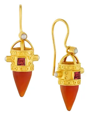 Czarina Carnelian, Garnet and Pearl Earrings