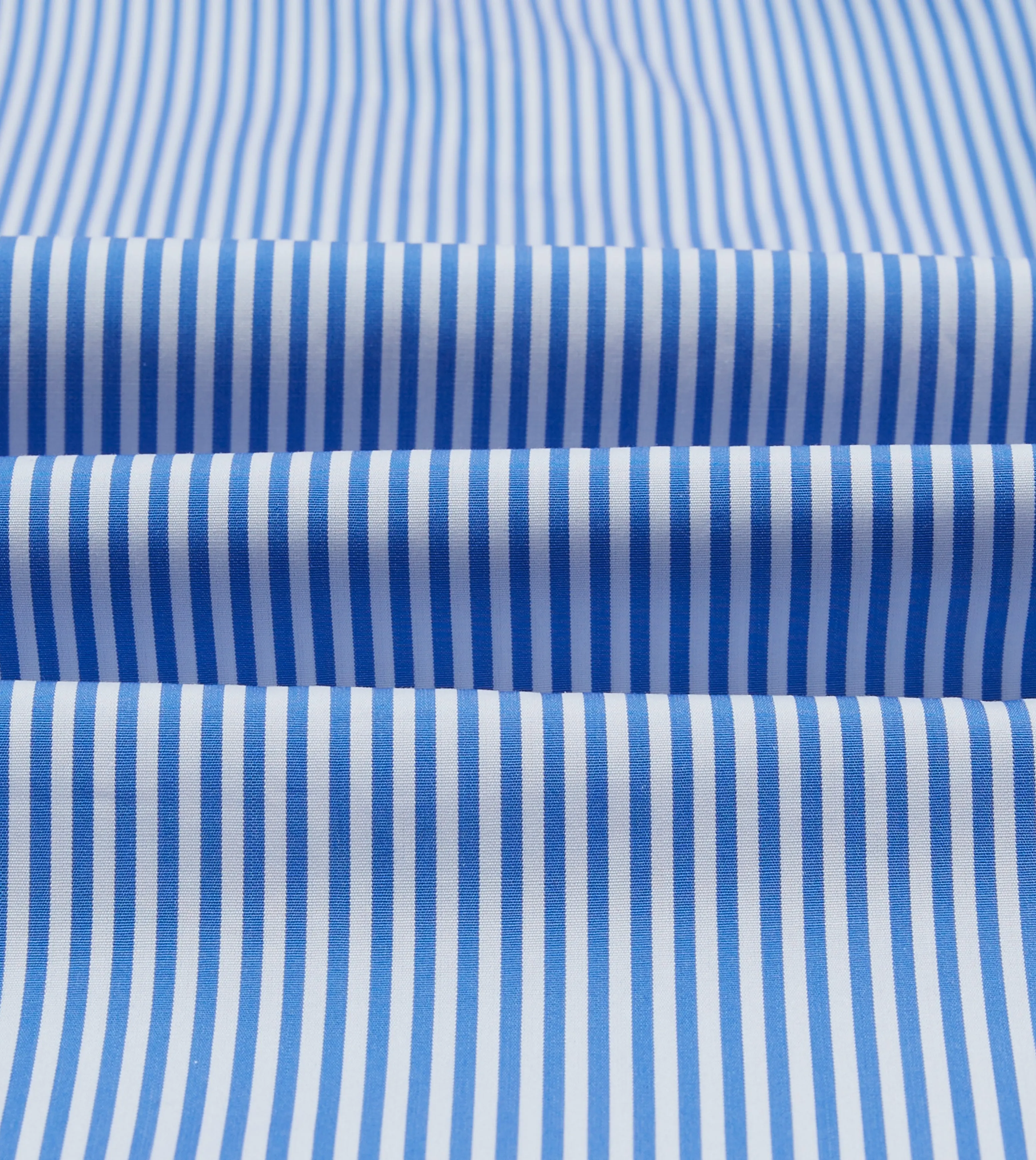 Dark Blue and White Bengal Stripe Spread Collar Cotton Poplin Shirt