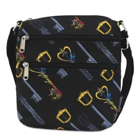 Disney Kingdom Hearts Keys All-Over-Print Nylon Passport Crossbody Bag