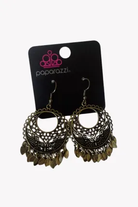 Far Off Horizons Brass Earrings - Paparazzi Accessories