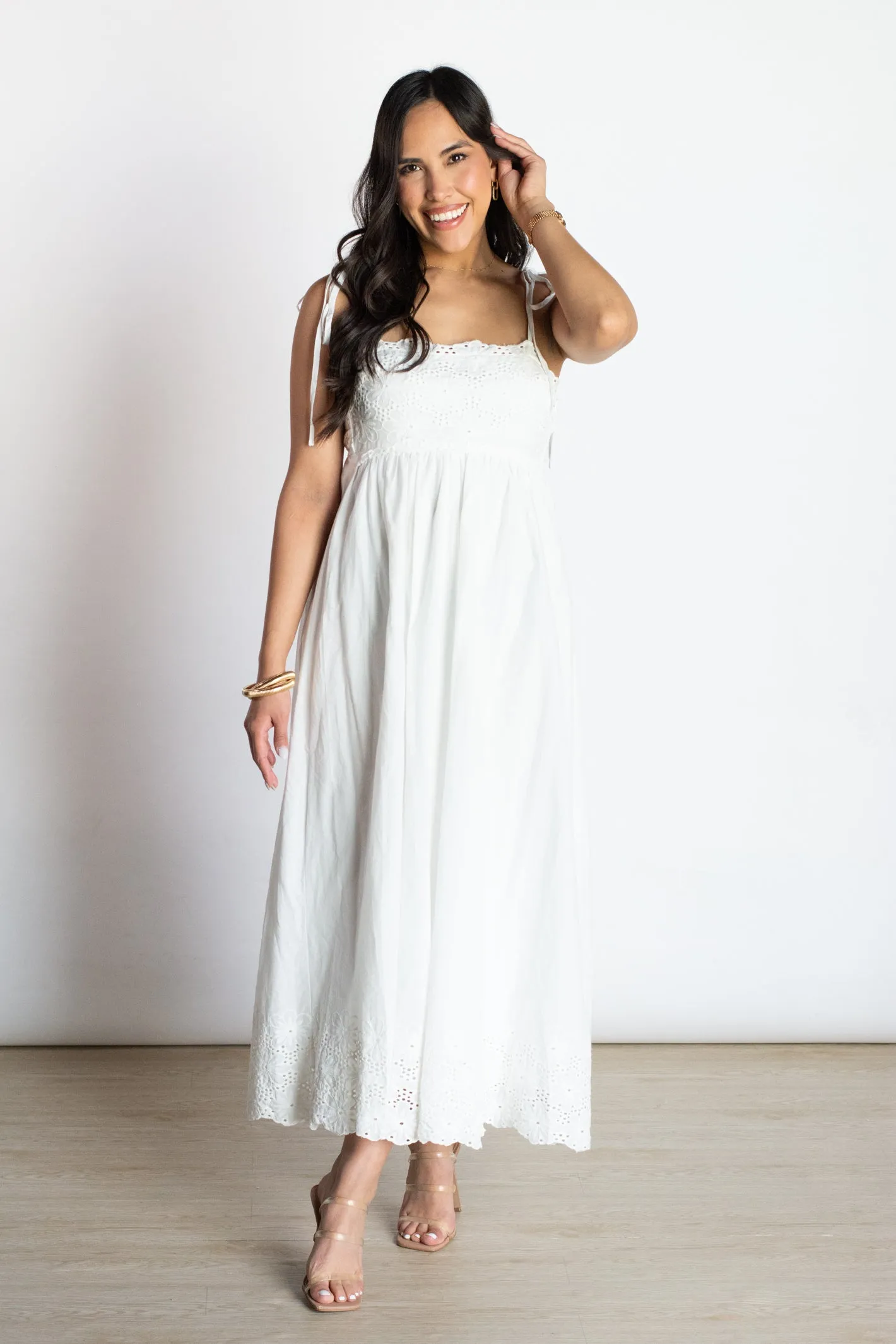 Finest Endeavor Eyelet Midi Dress