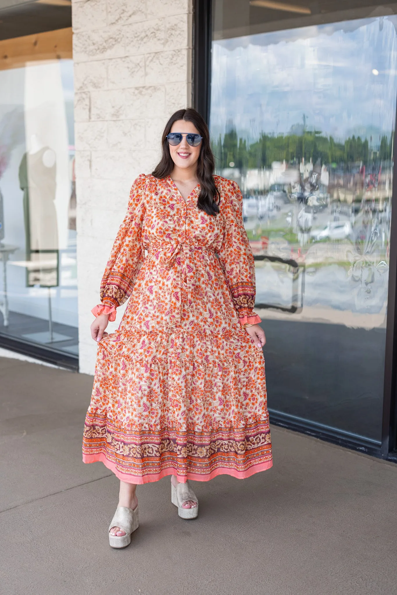 Floral Daydreams Orange Maxi Dress