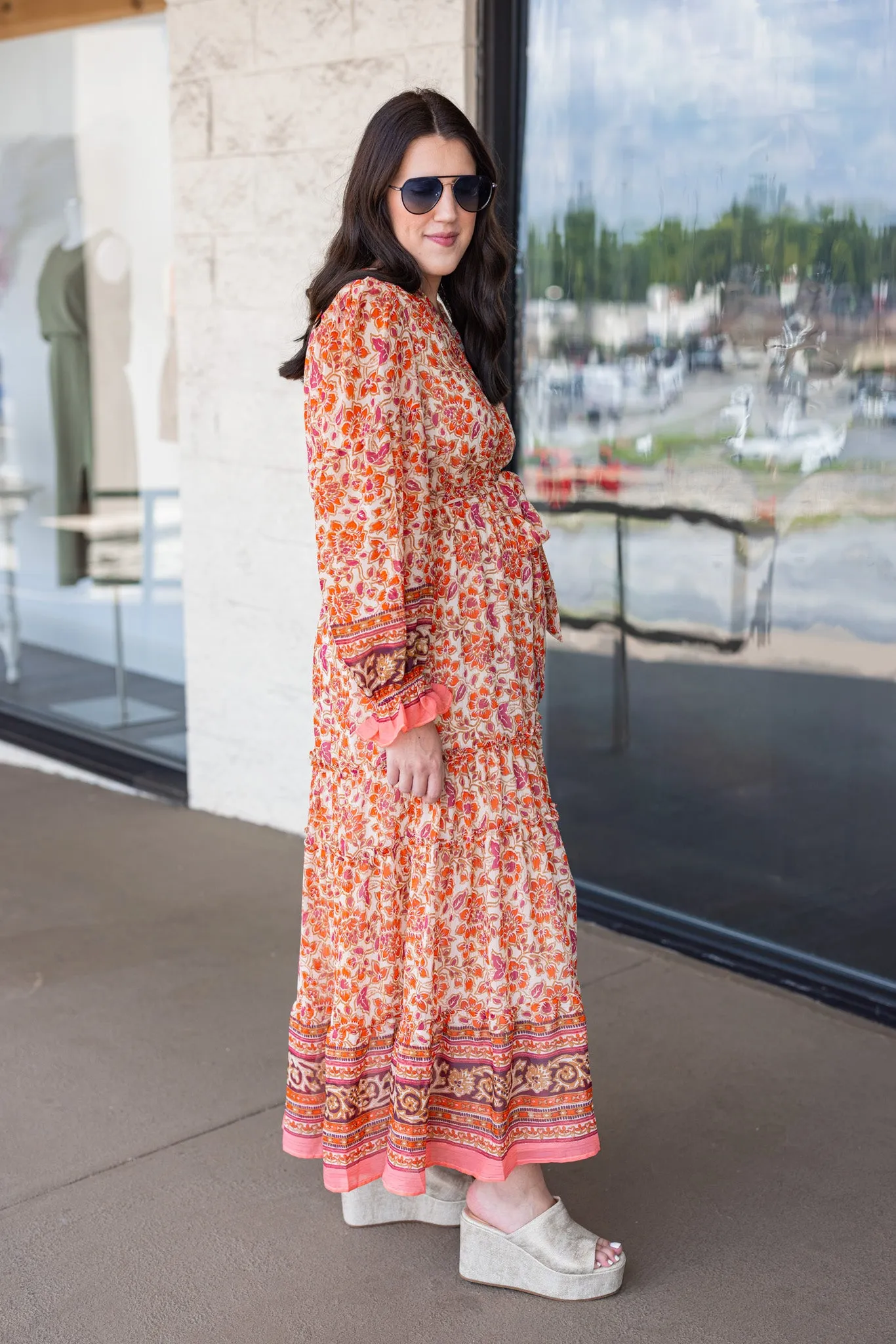 Floral Daydreams Orange Maxi Dress