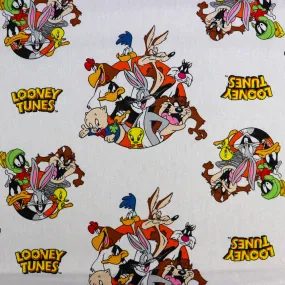 FS828_2 That’s All Folks Looney Tunes Cotton Fabric White