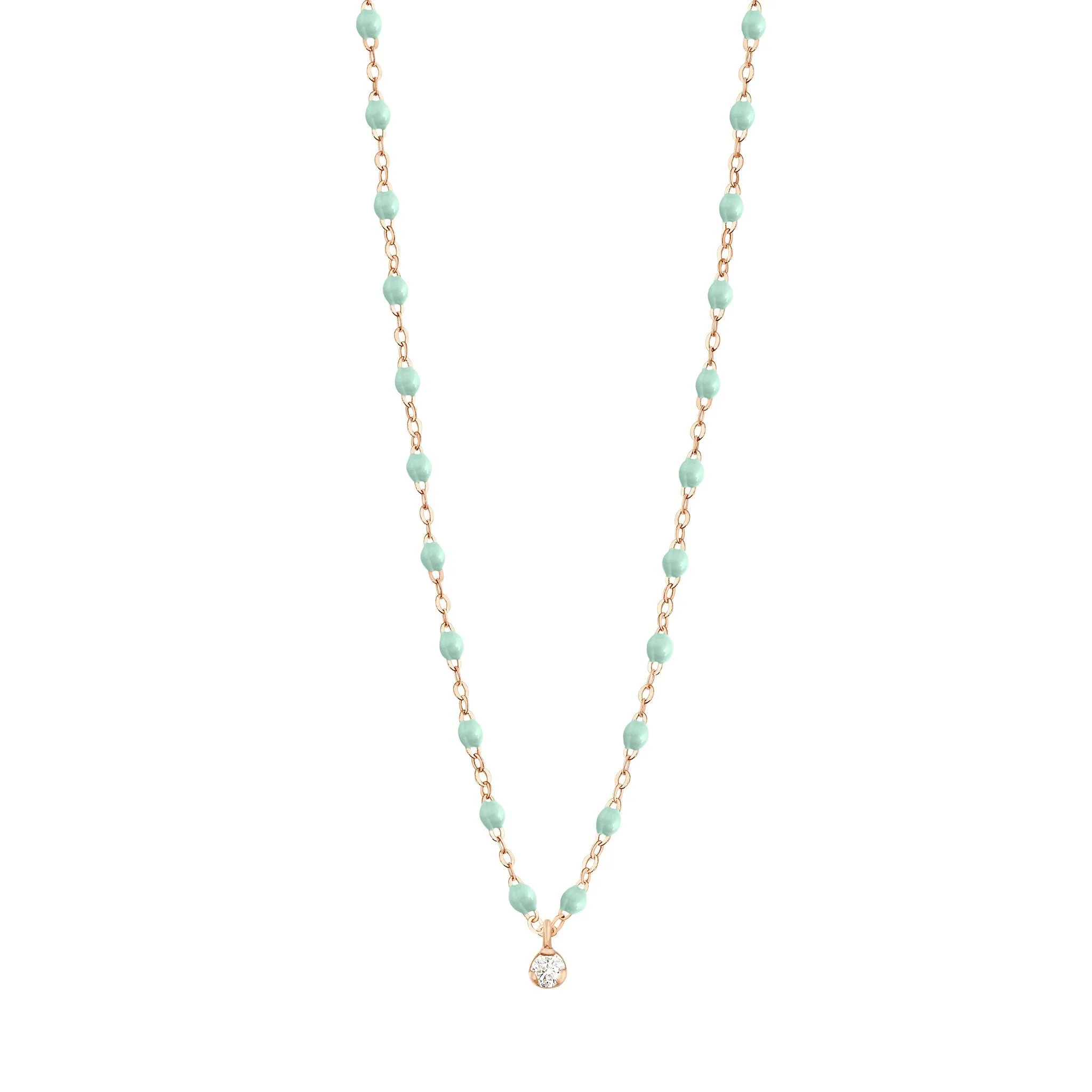 Gigi Supreme Classic 1 Diamond Necklace, Jade, Rose Gold, 16.5"