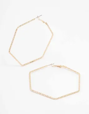 Gold Hexagon Hoop Earrings