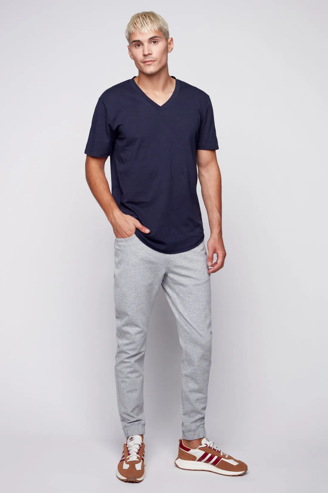 JAGGER - 5 Pocket Classic Ponte Knit Jogger - Light Grey Heather